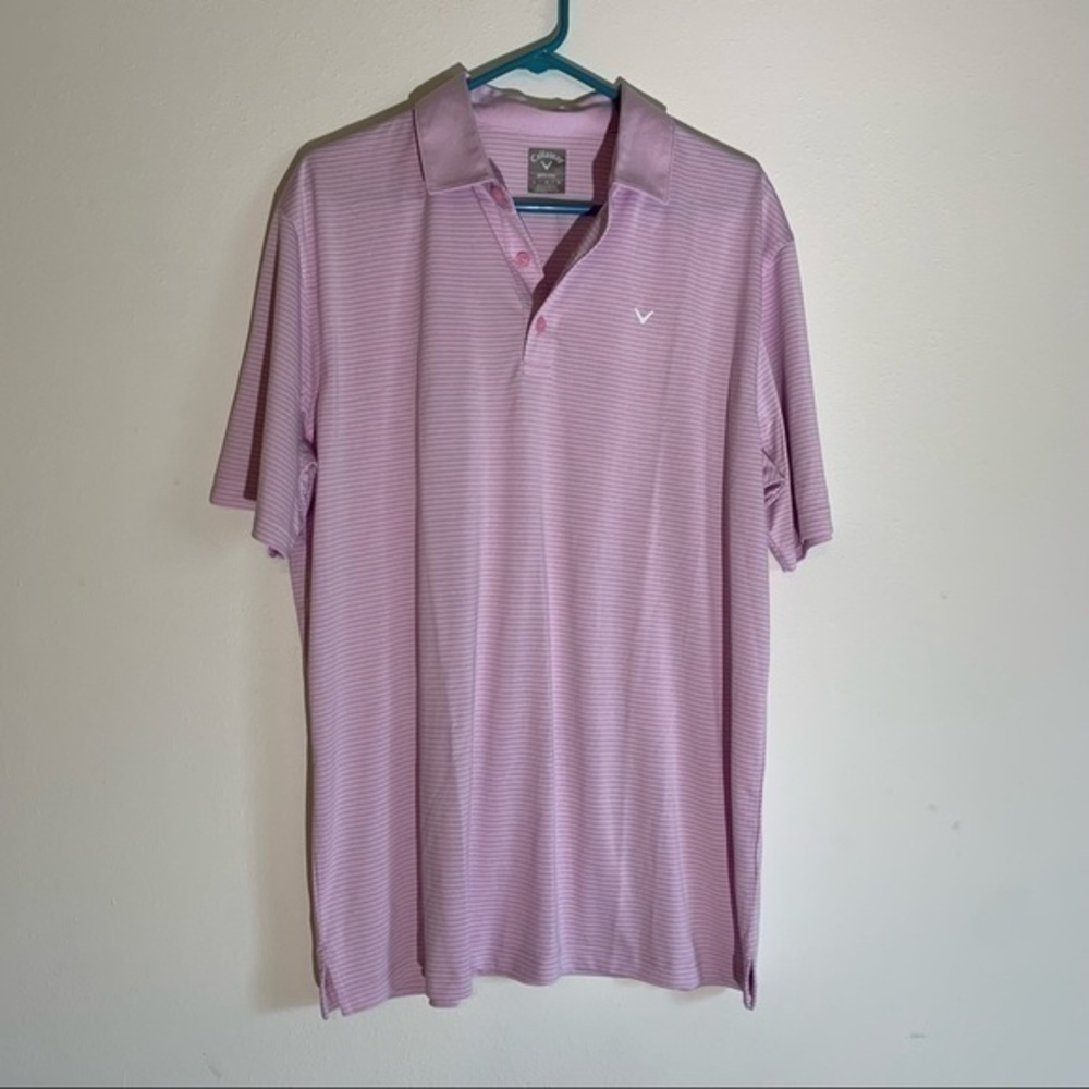 Callaway Light Pink Striped Polo